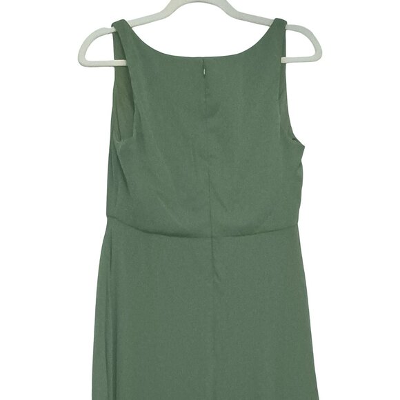 NEW After Six Deep V-Neck Chiffon Maxi Dress in Vineyard‎ Green Size 8 - Picture 8 of 15